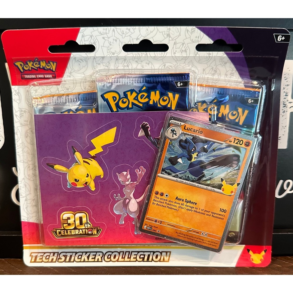 Pokemon TCG 30th Celebration Tech Sticker Collection Lucario Promo Sealed
